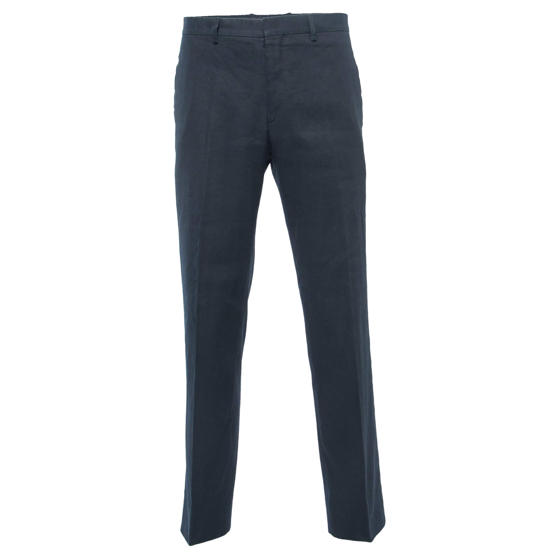 Joseph Navy Blue Linen Blend Trousers 3XL For Sale