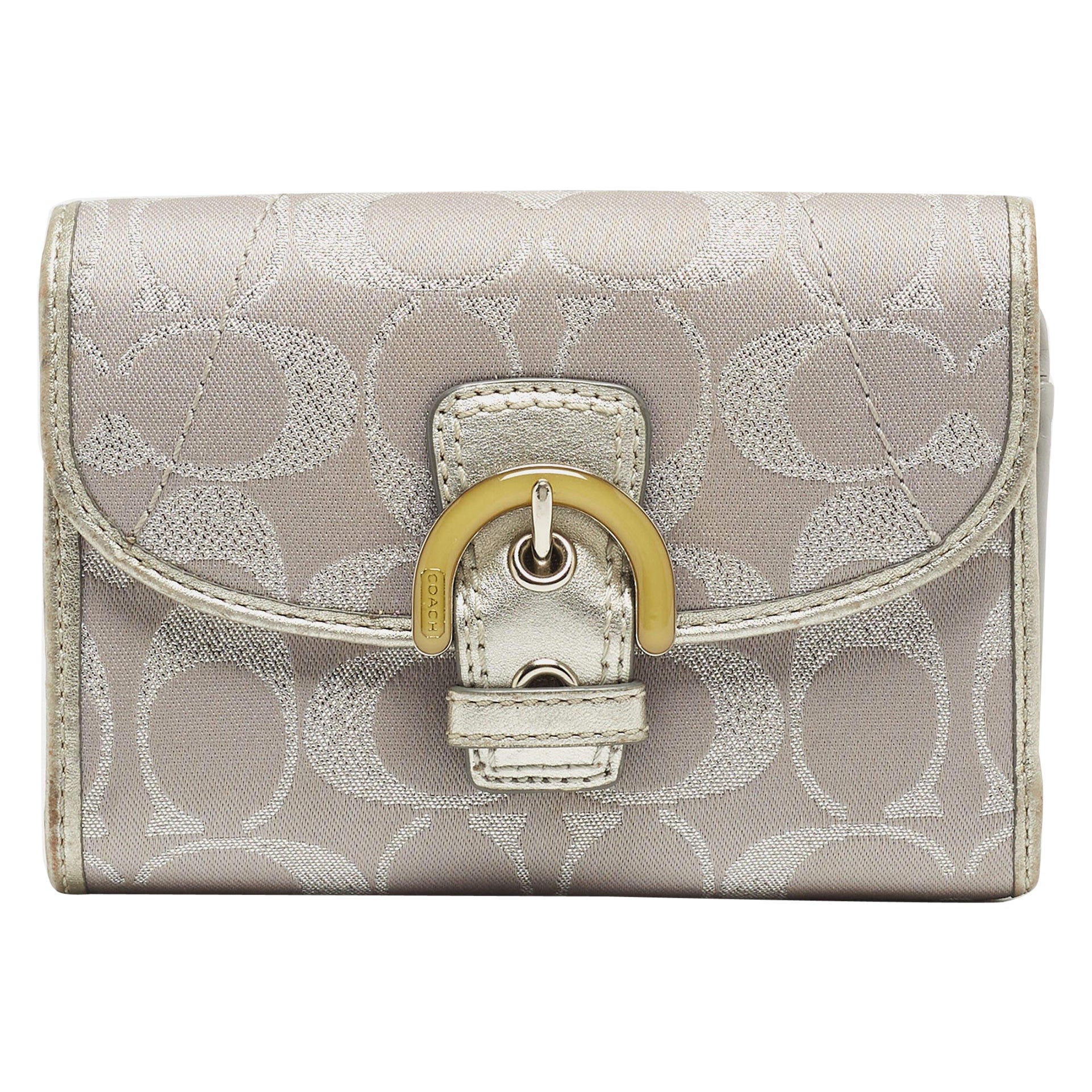 Coach Grey Signature Canvas Trifold Wallet
