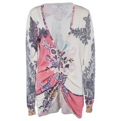 Etro Multicolor Printed Silk Knit Button Front Cardigan M