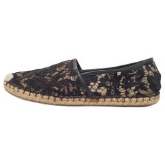 Valentino Chaussures espadrilles noires en maille et dentelle, taille 40