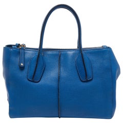 Tod's Blue Leather Small D-Styling Shopper Tote