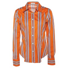 Etro - Chemise boutonnée en coton imprimé orange L