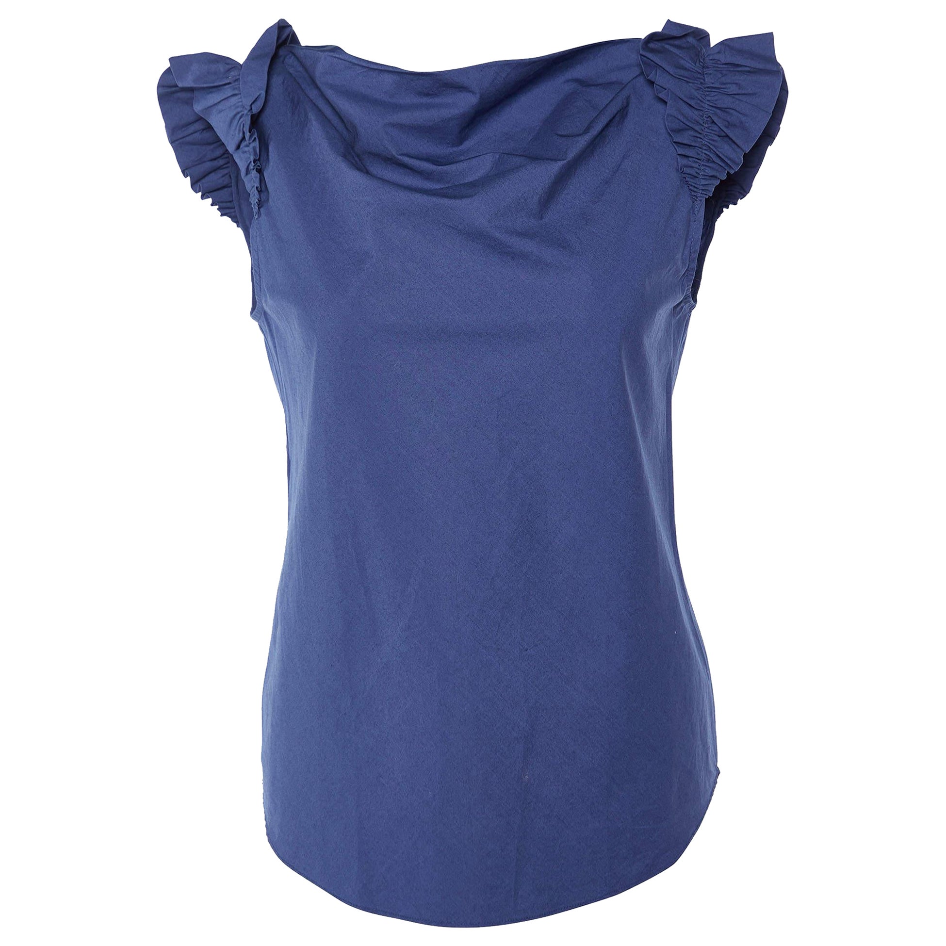 Top Moschino Cheap and Chic bleu marine à manches volantées S