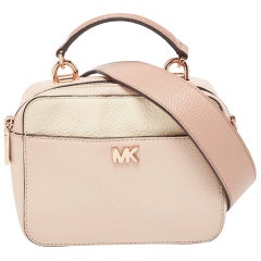 Michael Kors Cream/Pink Leather Mini Mott Crossbody Bag