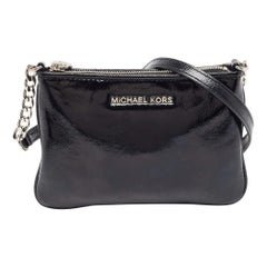 Michael Kors Black Patent Leather Zip Crossbody Bag