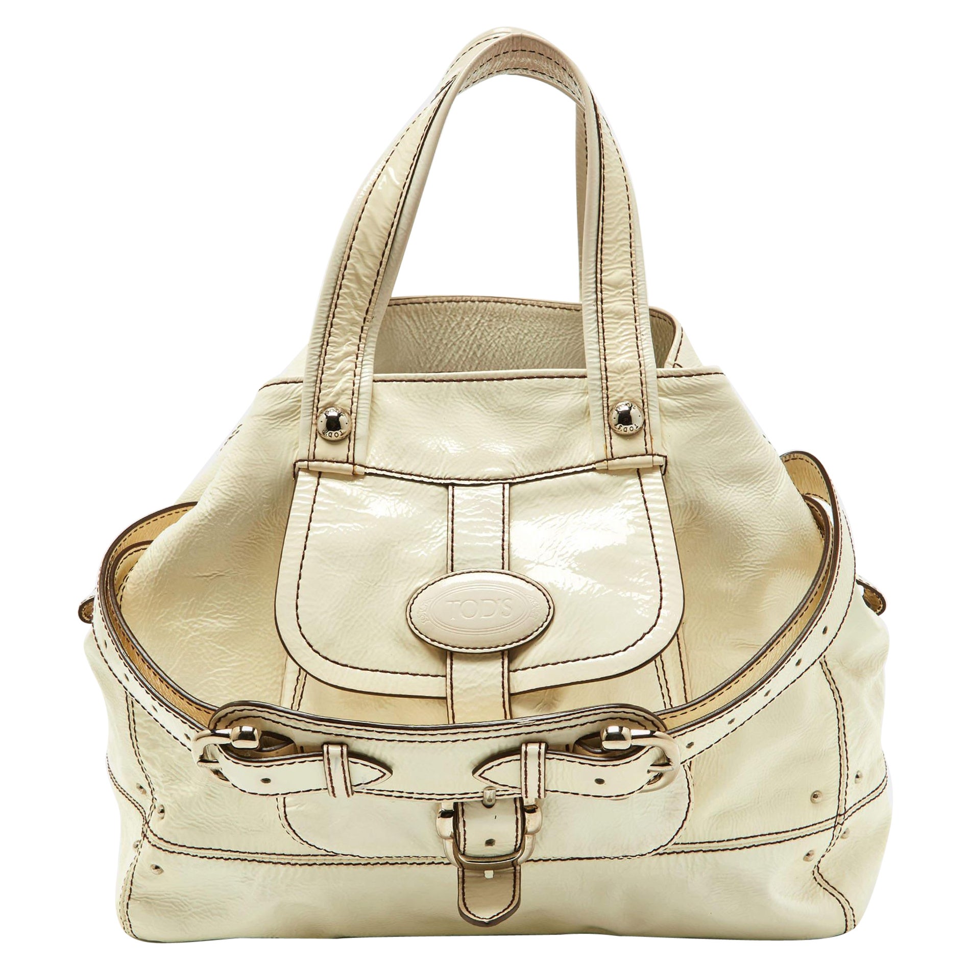 Tod's Cartera de bolsillo delantera de charol blanco