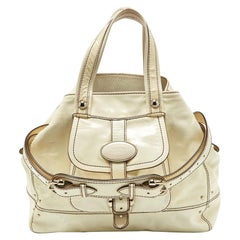 Tod's White Patent Leather Front Pocket Satchel