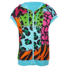 Moschino Cheap And Chic Multicolor printed Cotton Knit Sleeveless Hoodie L