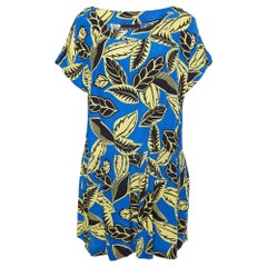 Boutique Moschino Blue Printed Rayon Shirred Detail Mini Dress M