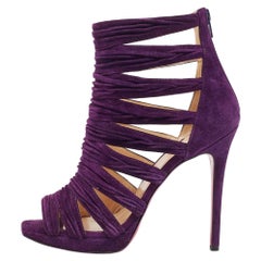 Christian Louboutin Purple Pleated Suede Tinazata Sandals Size 38