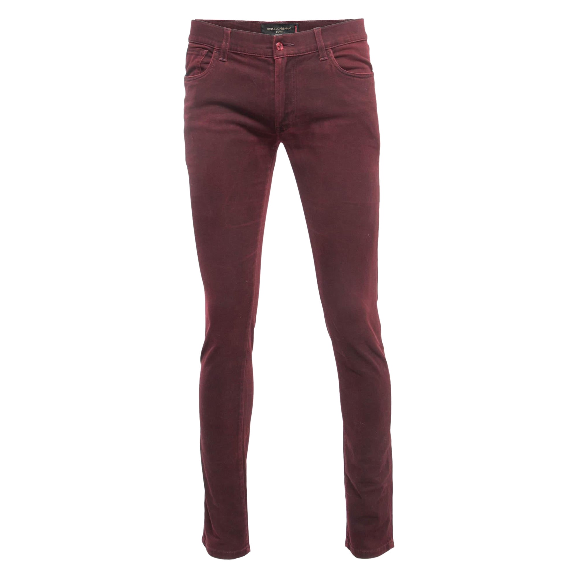 Dolce & Gabbana Burgundy Denim 14 Stretch Jeans M Waist 34" For Sale