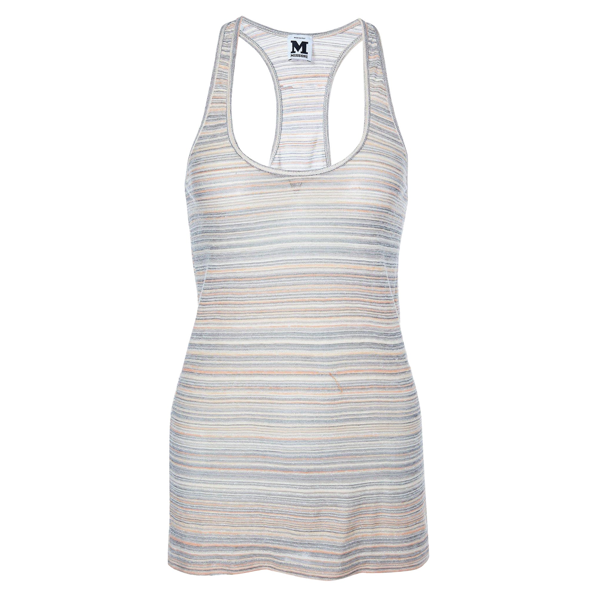 M Missoni Multicolor Lurex Knit Racer Back Tank Top M