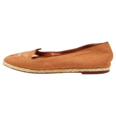 Charlotte Olympia Brown Canvas Espadrilles Flats Size 37