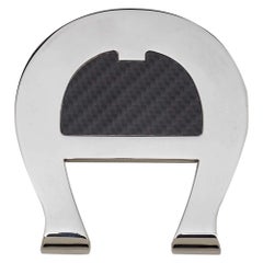 Aigner Silver Tone & Black Composite Logo Money Clip
