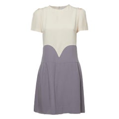 Victoria Victoria Beckham Mini Dress Crema/Grigio con maniche a sbuffo M.