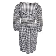 Moschino Jeans Monochrome Gingham-Karo-Baumwollkleid L