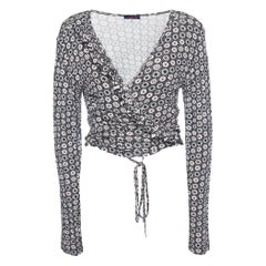 Kenzo Black Imprimé Knit Wrap Tie Shrug M