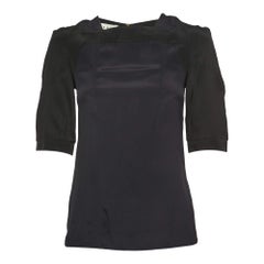 Top in chiffon blu e nero di Marni S