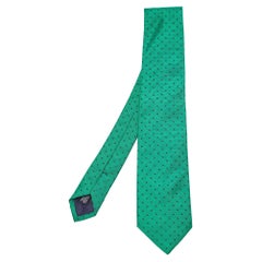 CH Corbata de seda de lunares verdes Carolina Herrera