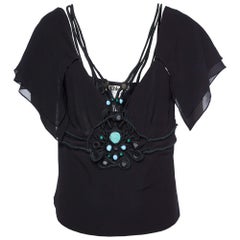 Chloe Top negro de seda con detalle de cuentas M