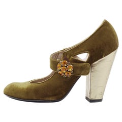 Marc by Marc Jacobs Olive Green Suede Mary Jane Pumps Size 37