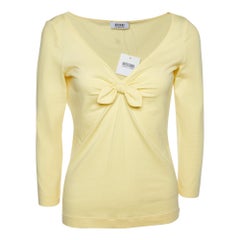 Moschino Cheap and Chic Yellow Cotton Knit Bow Detail T-Shirt M