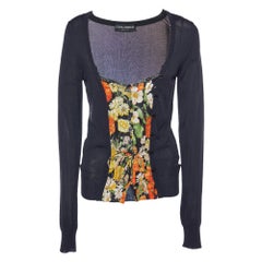 Dolce & Gabbana Black Kit & Printed Cotton Paneled Sweater M