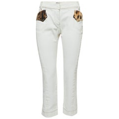 Roberto Cavalli Denim Silk Animal Print Silk Trimmed Cropped Jeans L Waist 32"
