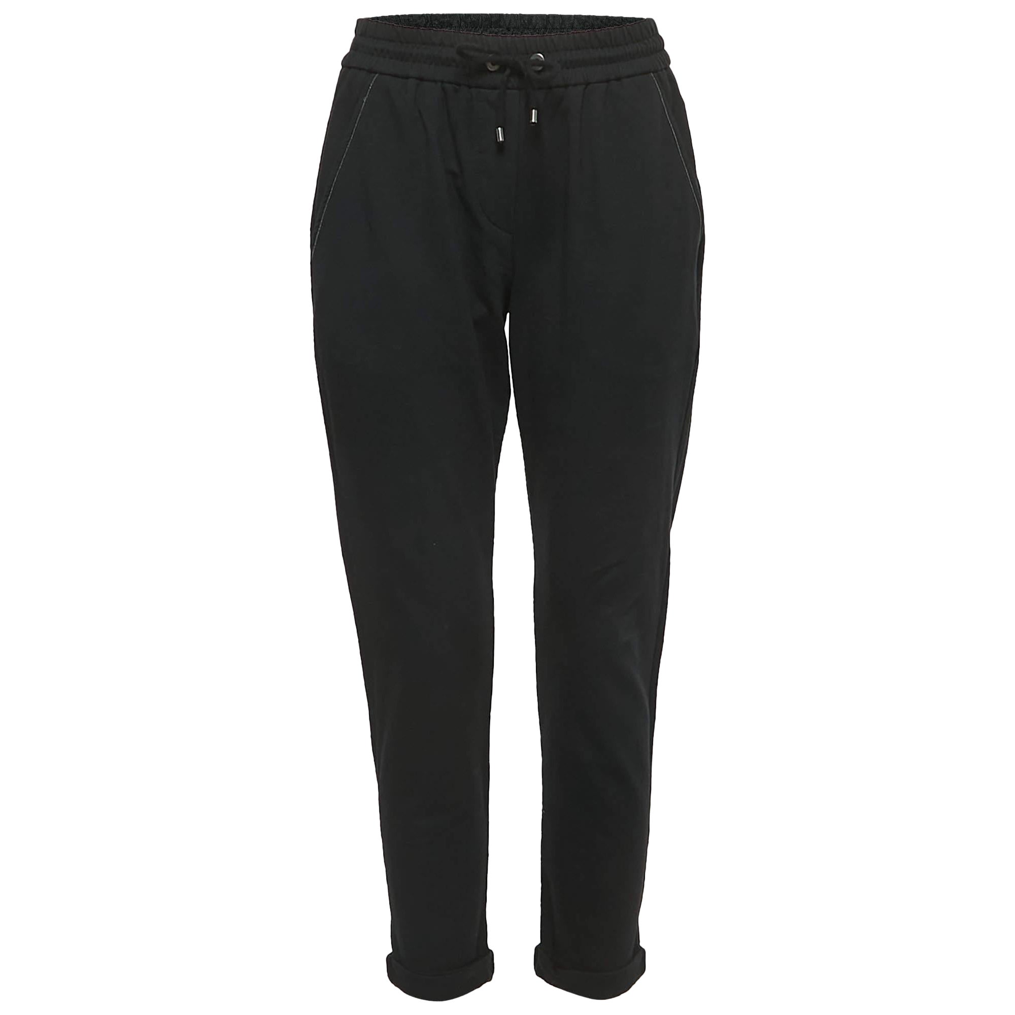 Brunello Cucinelli Joggers in cotone nero S in vendita
