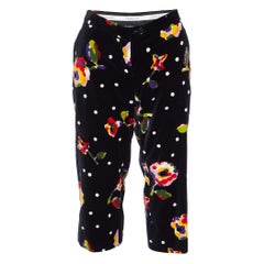 Moschino Cheap and Chic Pantaloni Capri in velluto stampato nero M.