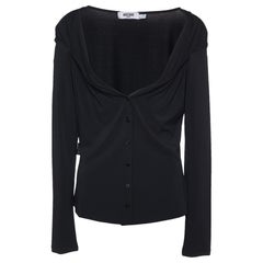 Moschino Jeans Schwarzes Jersey-Hemd mit Knopfleiste vorne L