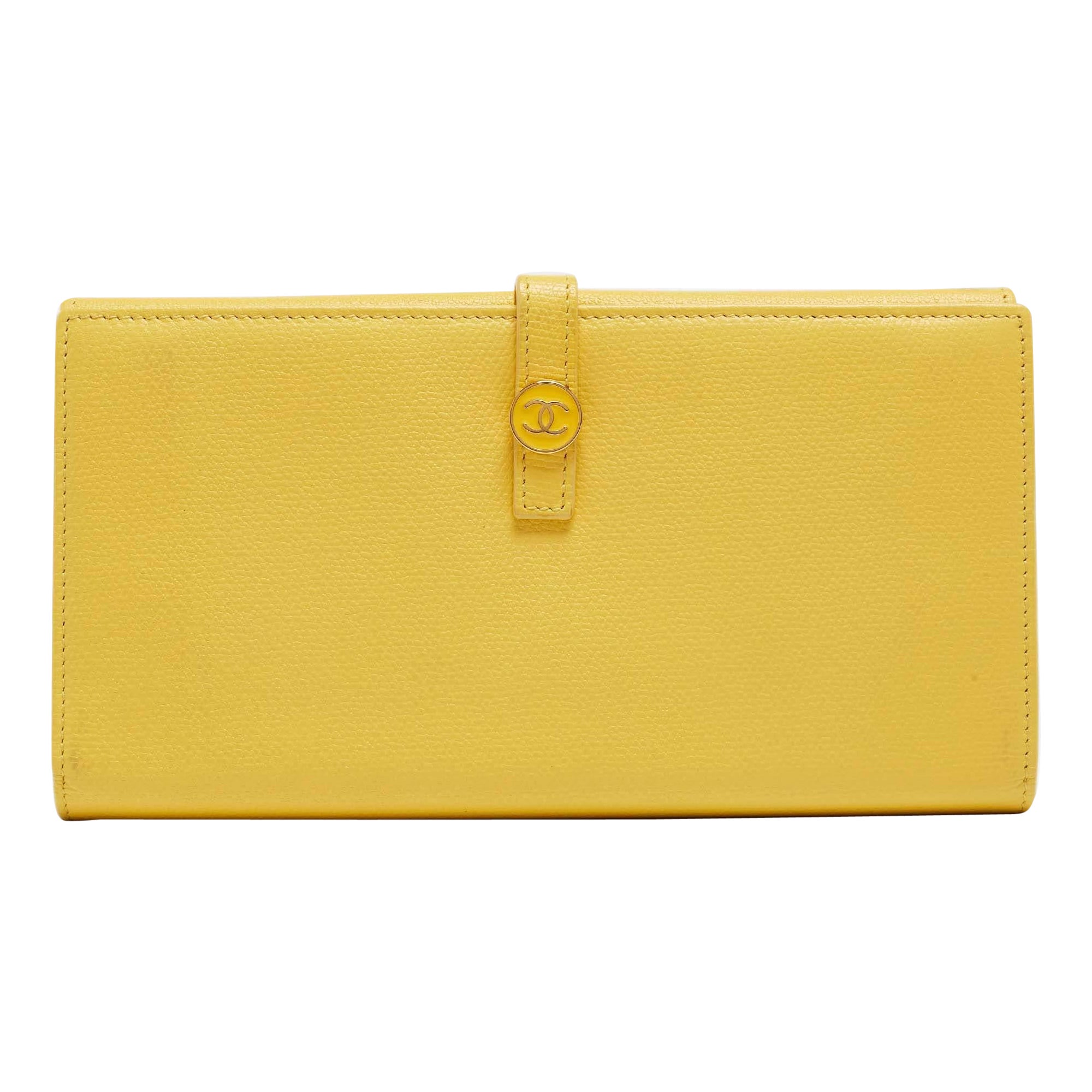 Chanel Yellow Leather CC Flap French Continental Wallet