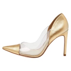 Sophia Webster Bombas con punta de PVC y piel dorada/transparente talla 38.5