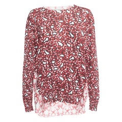 Stella McCartney Rotes langärmeliges Oberteil aus Baumwollstrick mit Leopardenmuster M