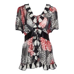 Dolce and Gabbana Multicolor Polka Dot Silk Top L