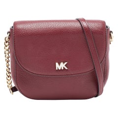 Michael Kors Burgunderfarbene Leder Mott Umhängetasche