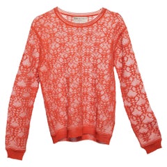 Emilio Pucci Orange Bee Patterned Mesh Knitted Top M