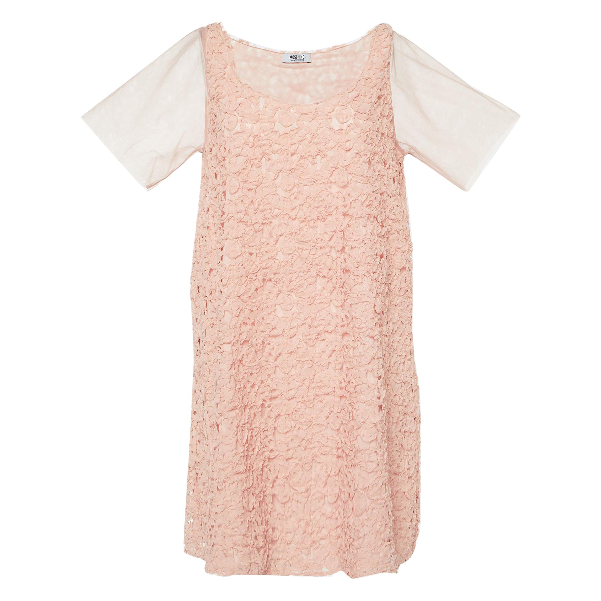 Moschino Cheap and Chic Pink Floral Applique Detail Shift Dress M