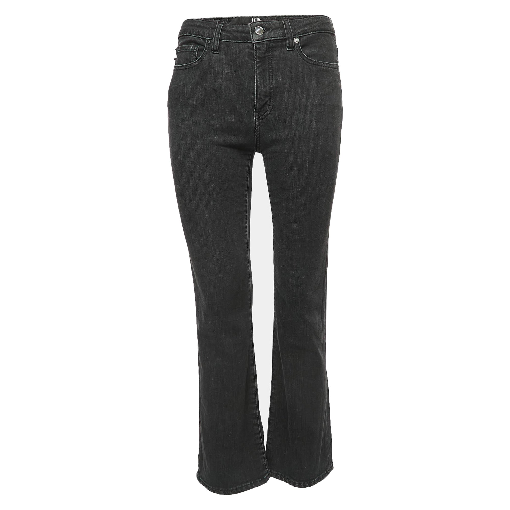 Love Moschino Jeans neri in denim lavato Vita S 27" in vendita