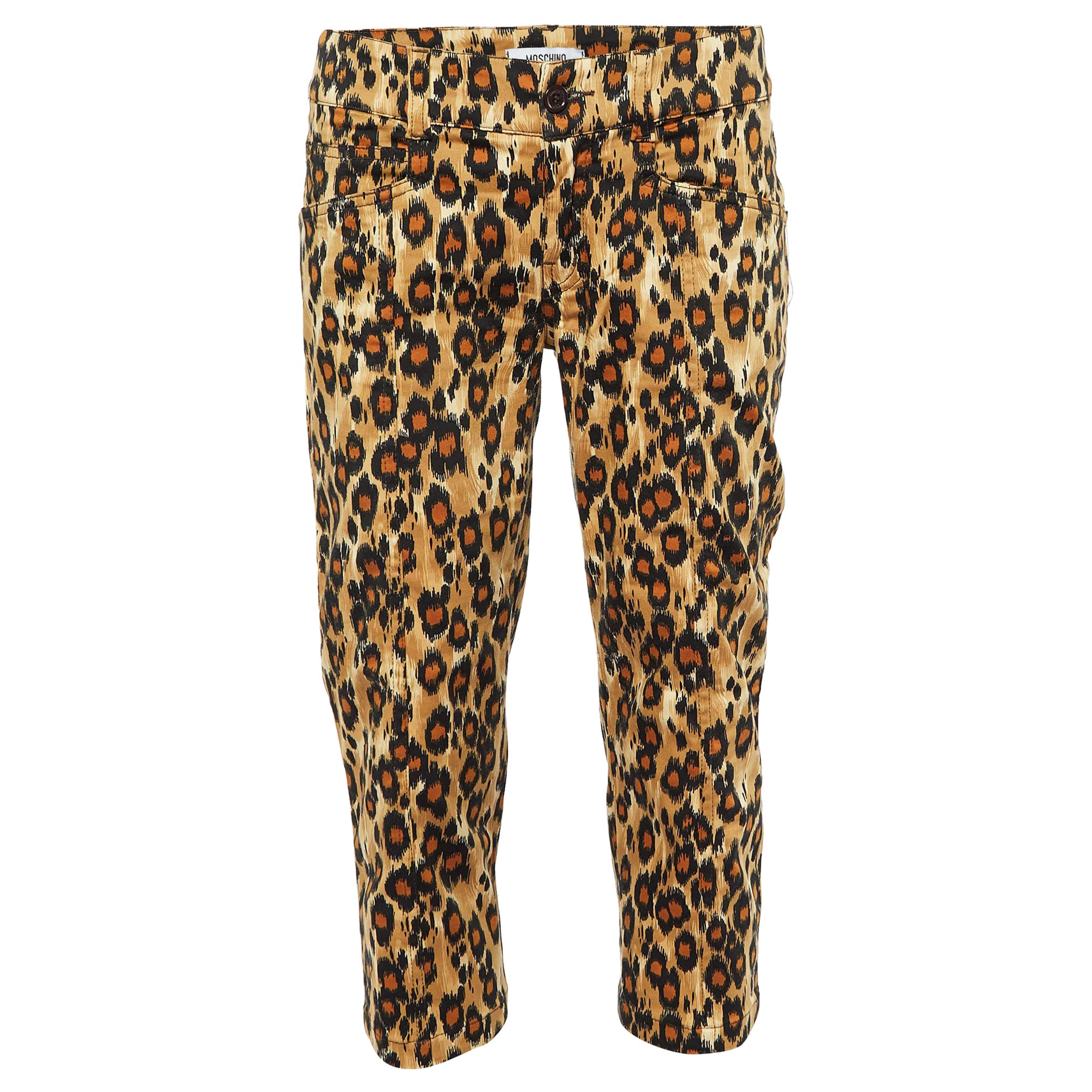 Moschino Jeans Multicolor Animal Printed Cotton Capri Pants M For Sale