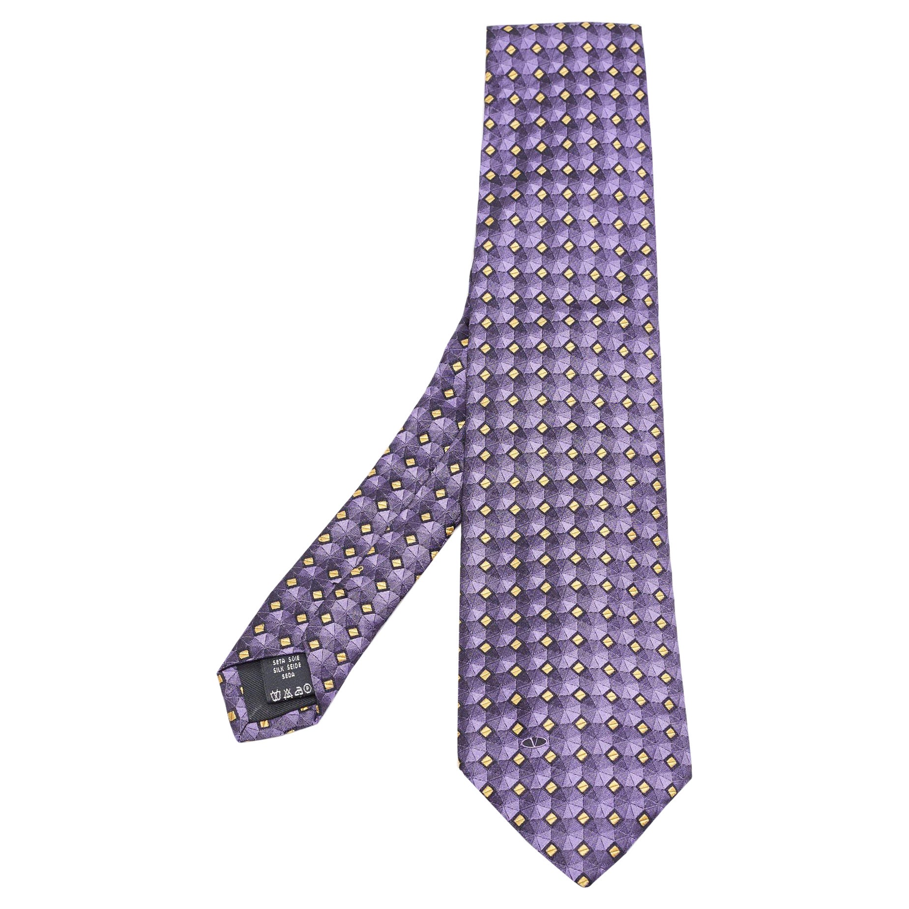 Valentino Purple Patterned Silk Traditional Tie
