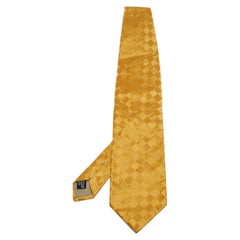 Giorgio Armani Corbata tradicional de seda estampada amarilla