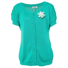 Moschino Cheap & Chic Green Beaded Detail Cardigan L