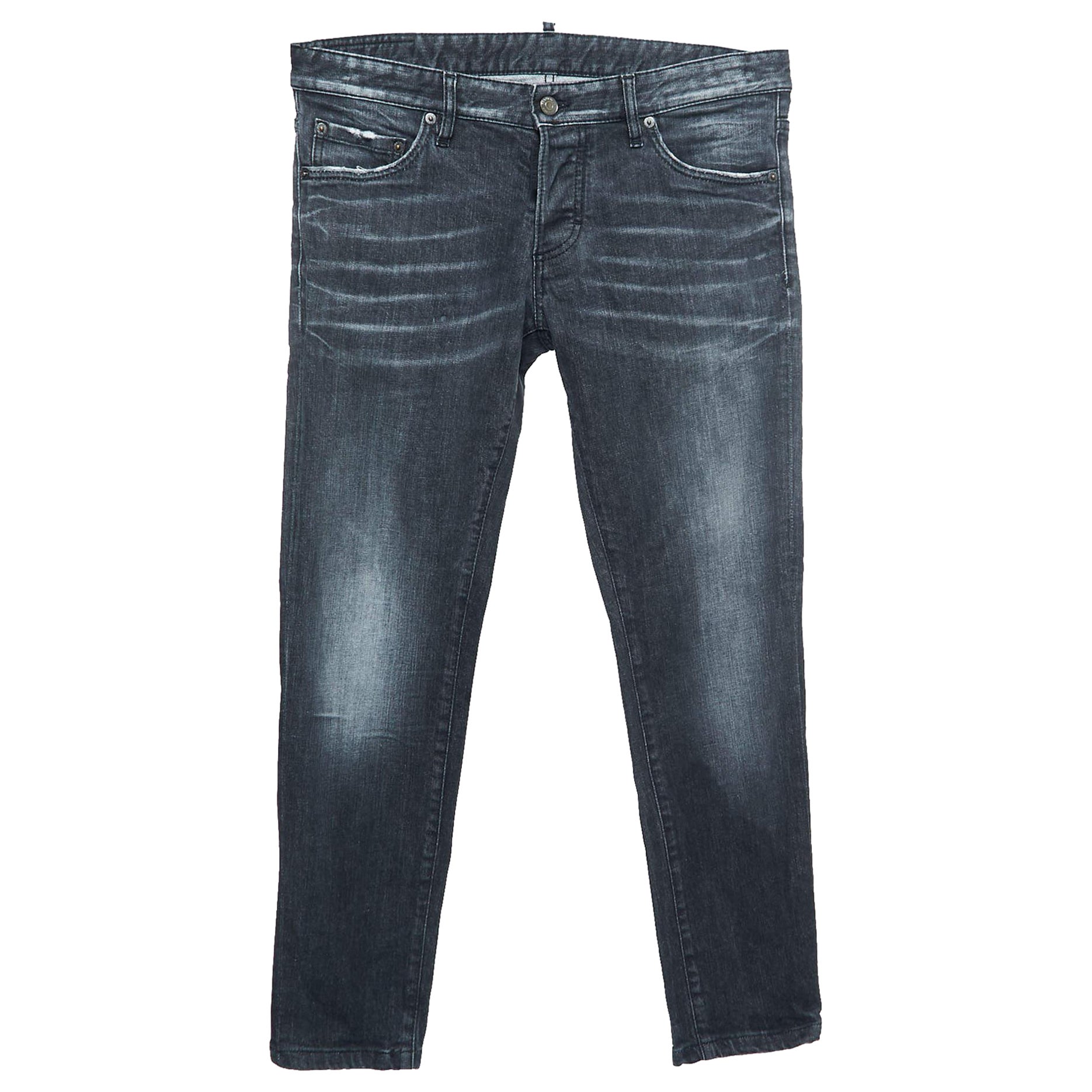 Dsquared2 Grey Distressed Denim Skinny Jeans M Waist 34" For Sale