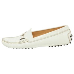 Tod's Off White Patent Leather Penny Driving Loafers Size 40