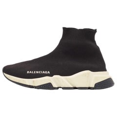 Balenciaga Black Knit Fabric Speed Trainer Sneakers Size 37