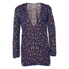 M Missoni Cardigan à col V en tricot de coton à motifs violet L