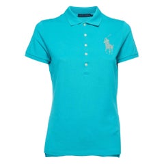 Camiseta Polo Ralph Lauren Azul Teal Algodón Logo Purpurina L