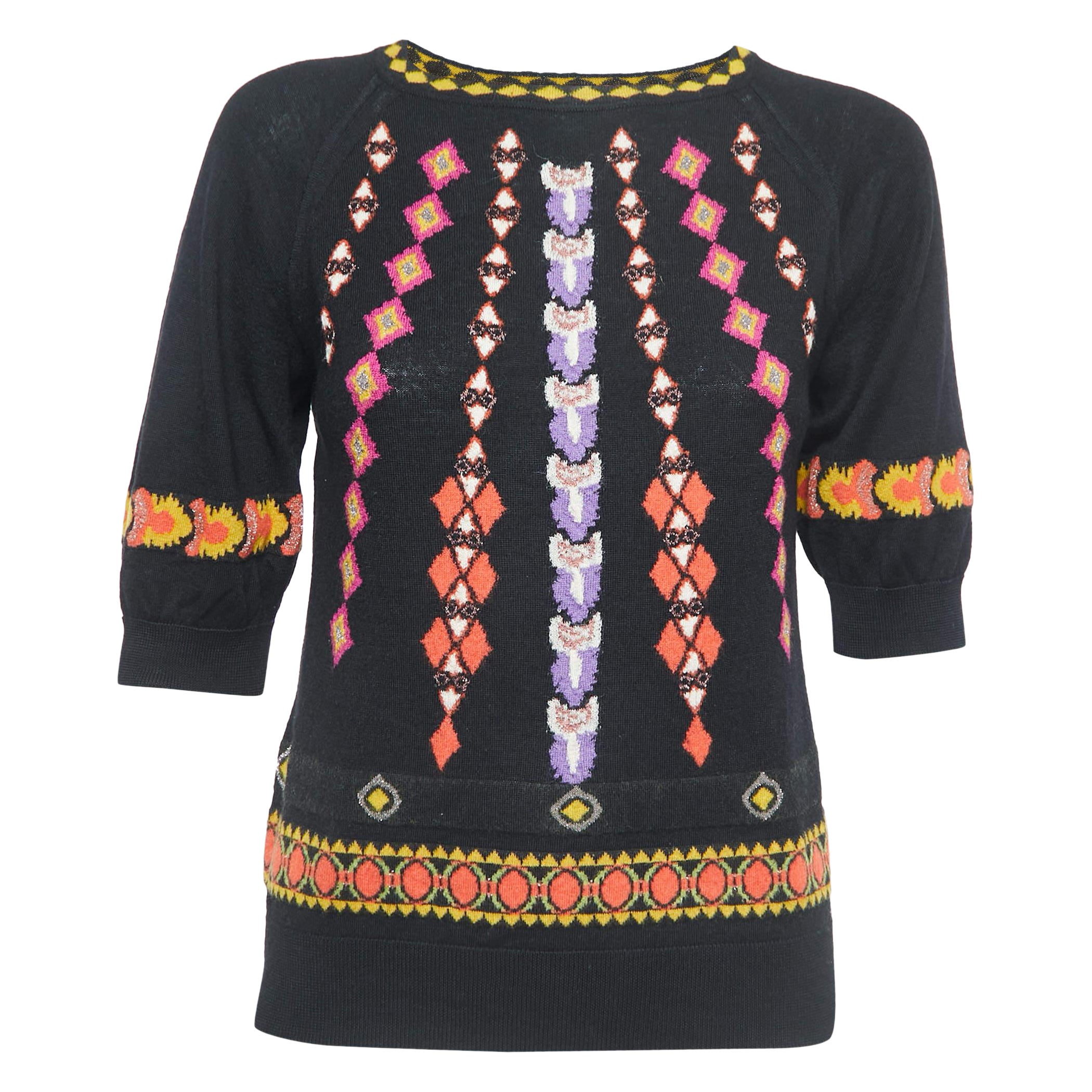 Etro - Top en tricot à motifs noirs/multicolores S