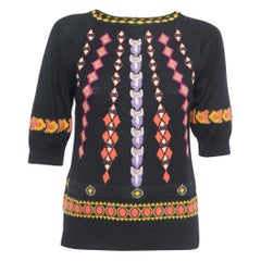 Etro - Top en tricot à motifs noirs/multicolores S